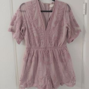 Altar'd State Boho Pink Eyelet Lace Romper Large